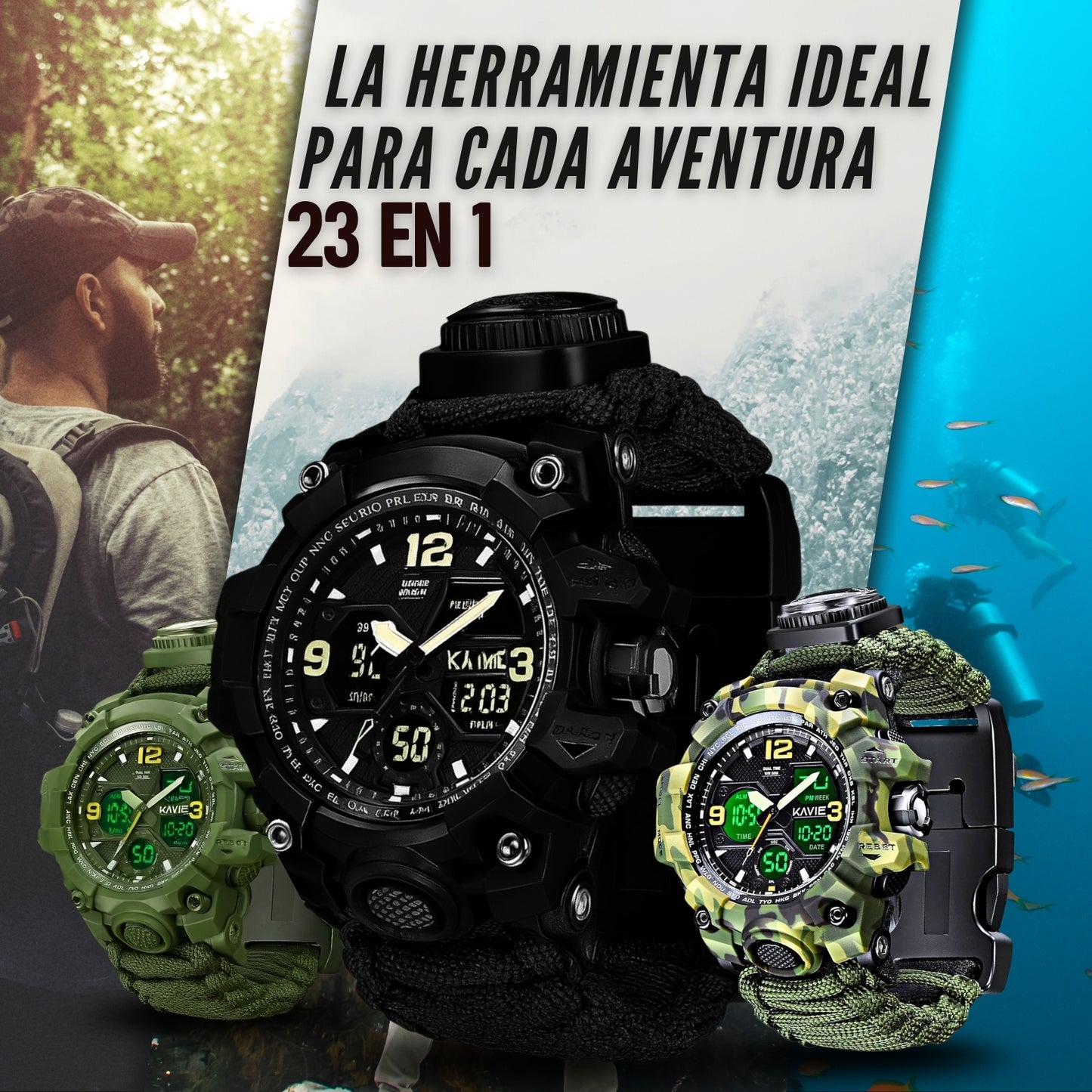 RELOJ TACTICO MILITAR 23 EN 1 FULL